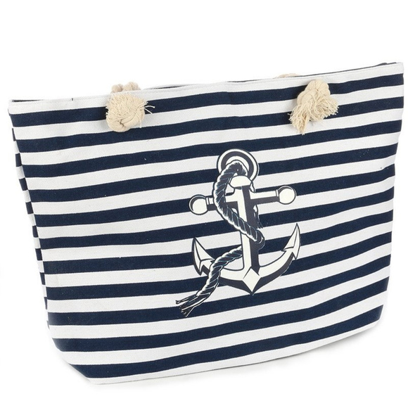 Handbags - Large Roomy Anchor Striped Tote